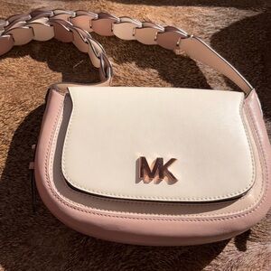 Authentic Jolene Small Tri-Color Leather Saddle Bag